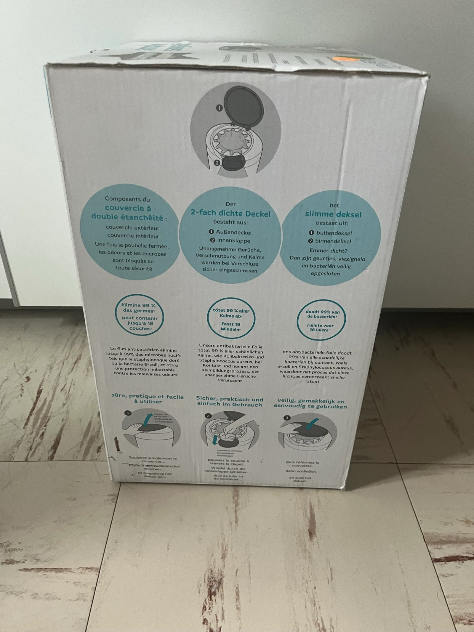 Cesto para pañales Sangenic Tommee Tippee - Blanco gris - no tengo rollo de pañales, solo el cesto - Carrefour – photo 3